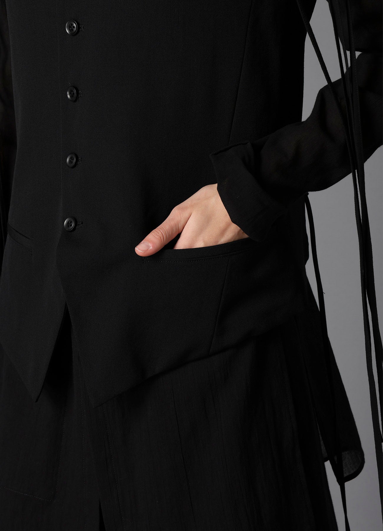 W/GABARDINE LACE UP VEST – THE SHOP YOHJI YAMAMOTO