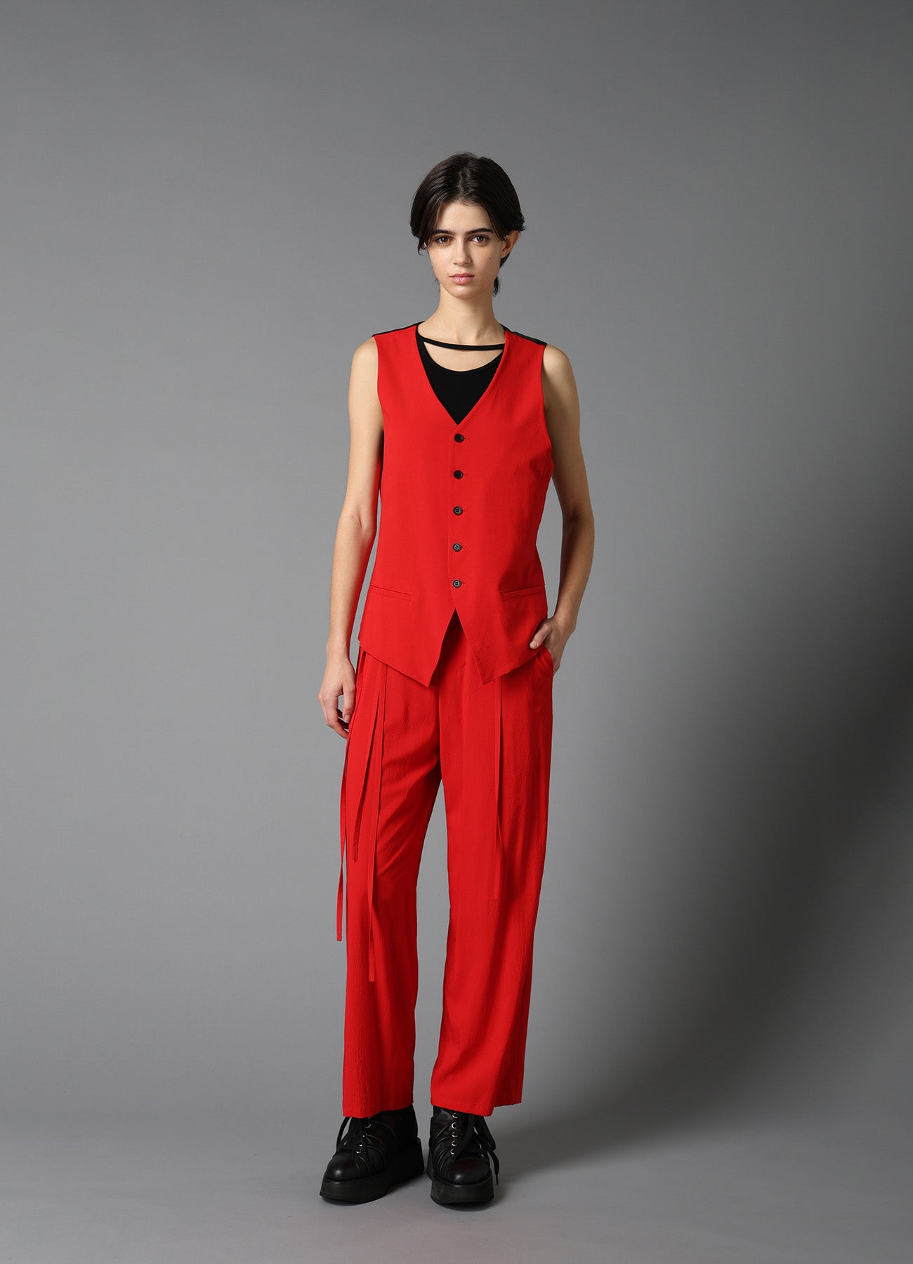 RY/ WRINKLED LACE UP VEST – THE SHOP YOHJI YAMAMOTO