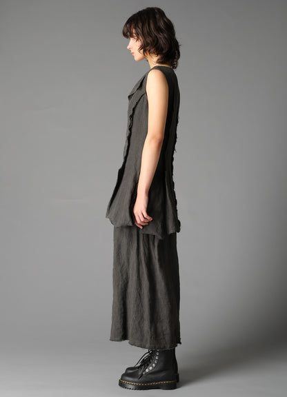 INK DYED LAWN HEM DETAIL VEST