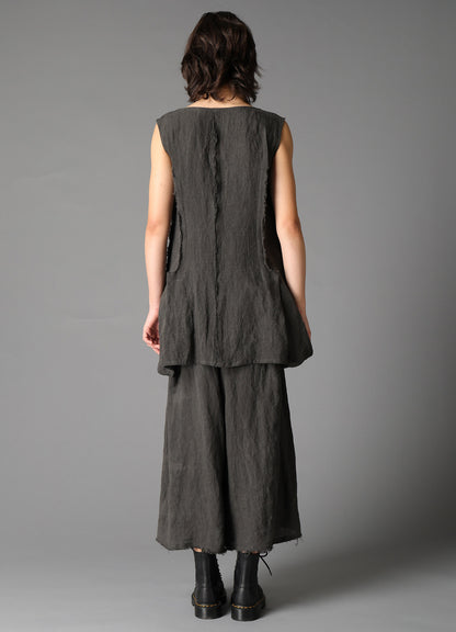 INK DYED LAWN HEM DETAIL VEST