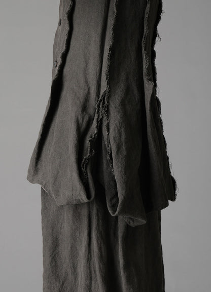 INK DYED LAWN HEM DETAIL VEST