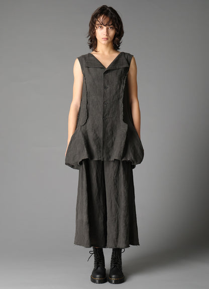 INK DYED LAWN HEM DETAIL VEST
