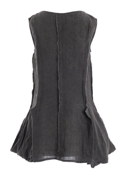 INK DYED LAWN HEM DETAIL VEST