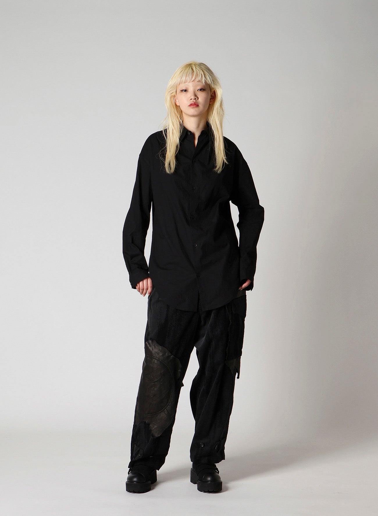 LIGHT POPLIN NECK TUCK SHIRT