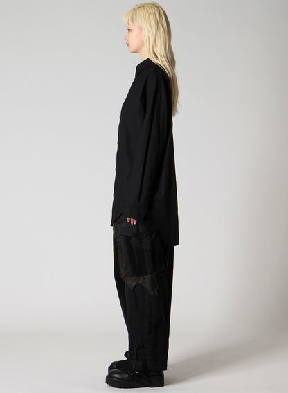 LIGHT POPLIN NECK TUCK SHIRT