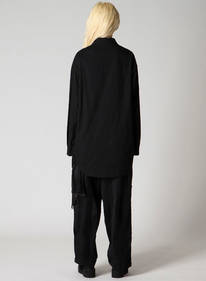 LIGHT POPLIN NECK TUCK SHIRT
