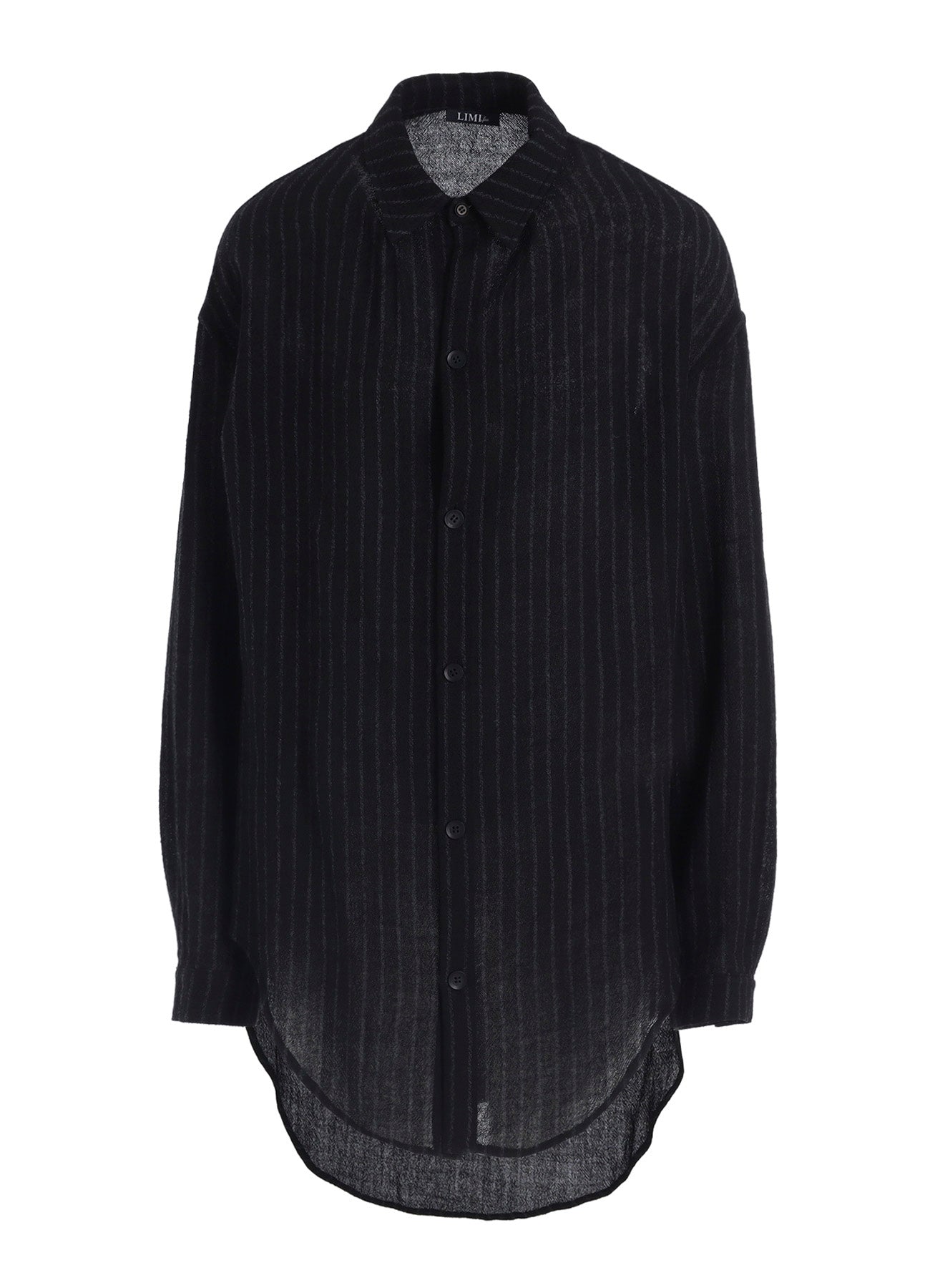 STRIPE GAUZE NECK TUCK SHIRT