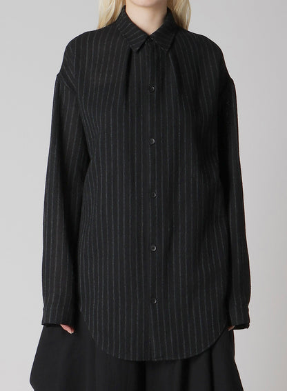 STRIPE GAUZE NECK TUCK SHIRT
