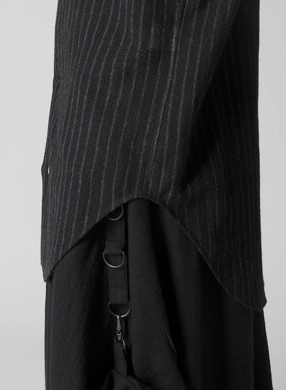 STRIPE GAUZE NECK TUCK SHIRT