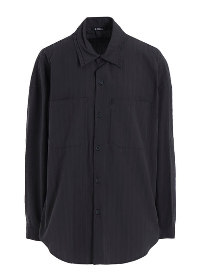 GREY STRIPE DOUBLE COLLAR SHIRT