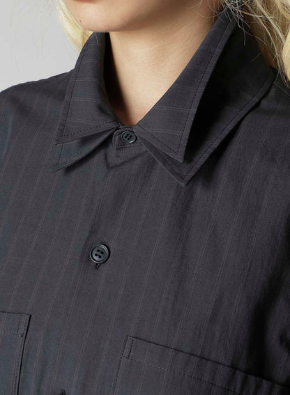 GREY STRIPE DOUBLE COLLAR SHIRT