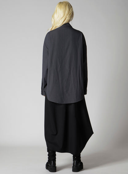 GREY STRIPE DOUBLE COLLAR SHIRT