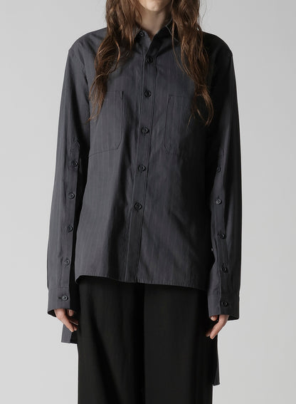 GREY STRIPE BACK SLIT SHIRT