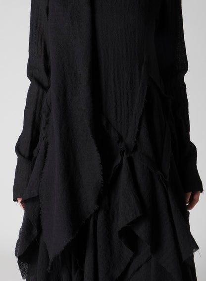 WOOL GAUZE FRILLED BLOUSE