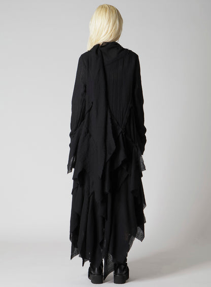 WOOL GAUZE FRILLED BLOUSE