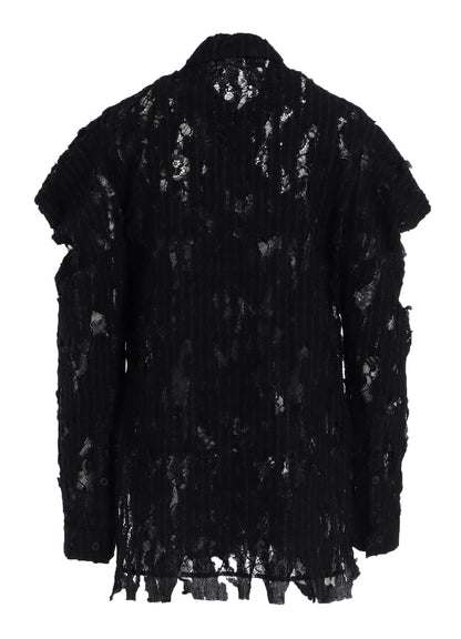 DAMEGED STRIPE SHOULDER PUFF SHIRT