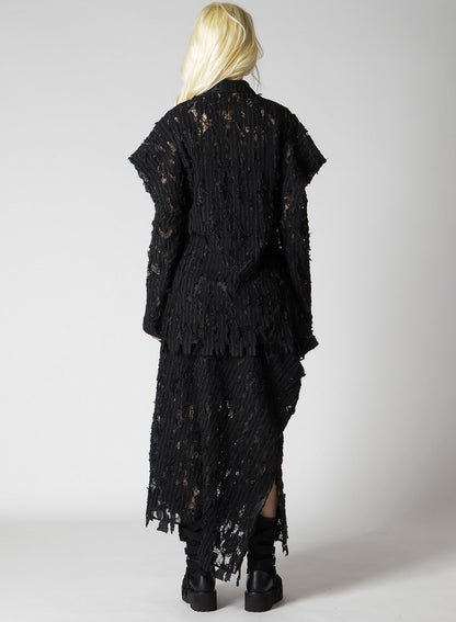DAMEGED STRIPE SHOULDER PUFF SHIRT