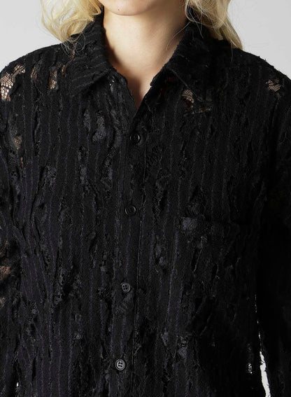 DAMEGED STRIPE SHOULDER PUFF SHIRT