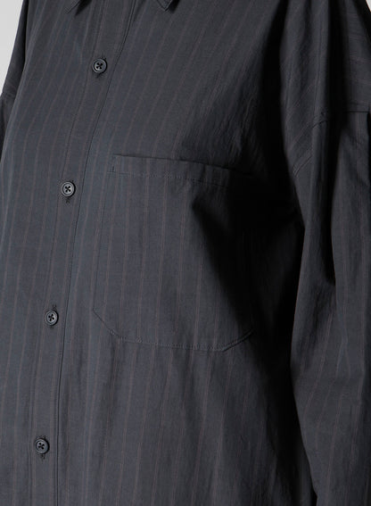 GREY STRIPE SHOULDER TOP TUCK SHIRT