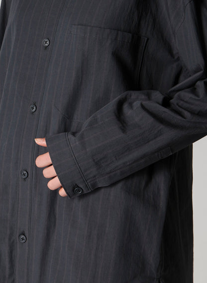 GREY STRIPE SHOULDER TOP TUCK SHIRT