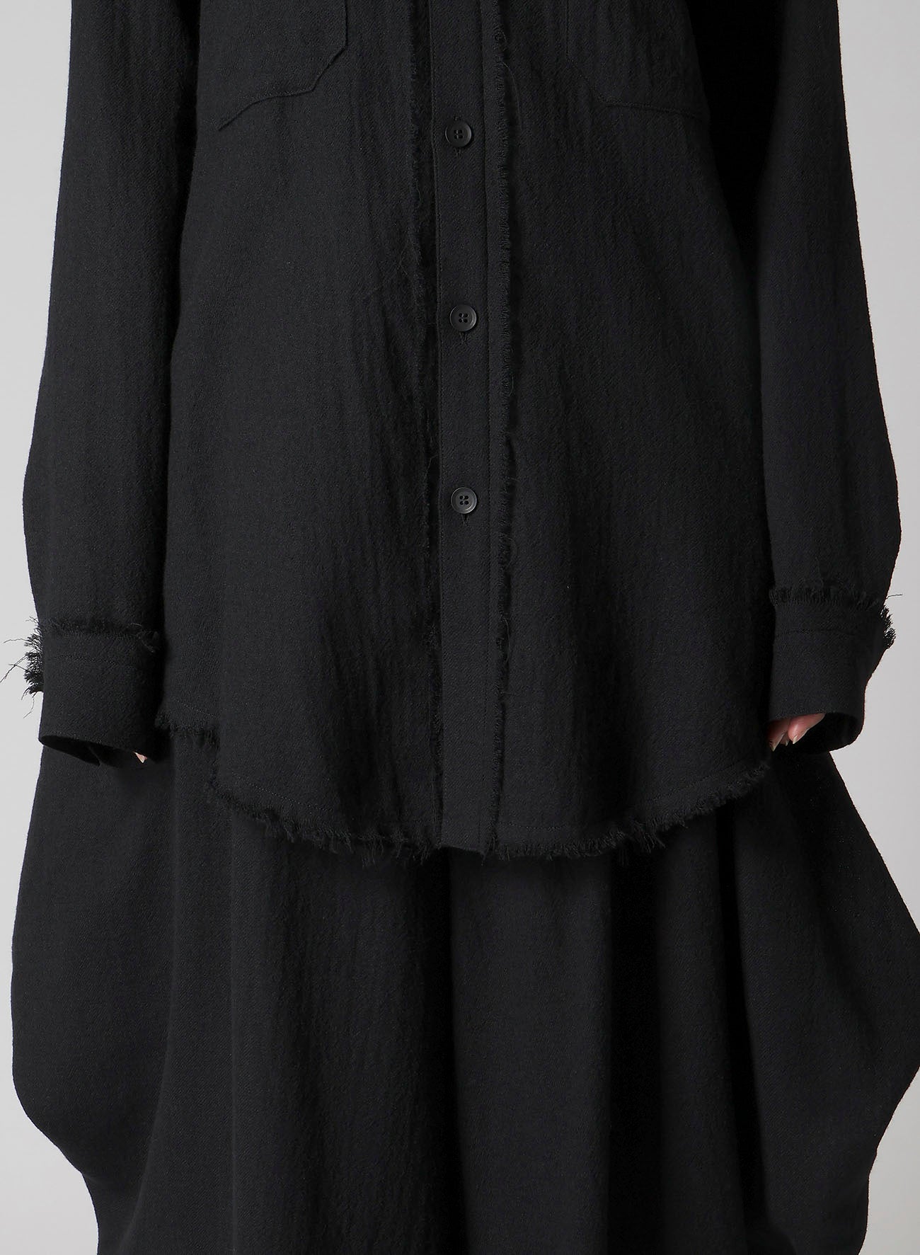 WOOL VIYELLA HEM PUFF SHIRT