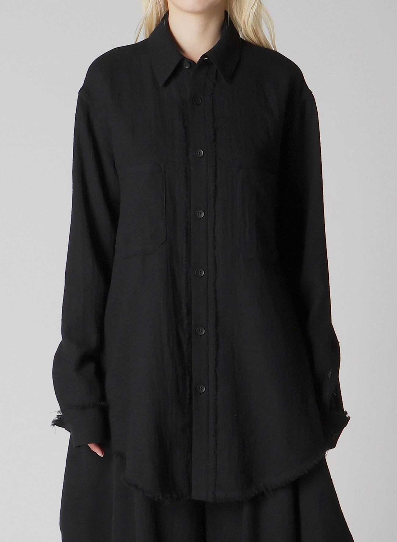 WOOL VIYELLA HEM PUFF SHIRT