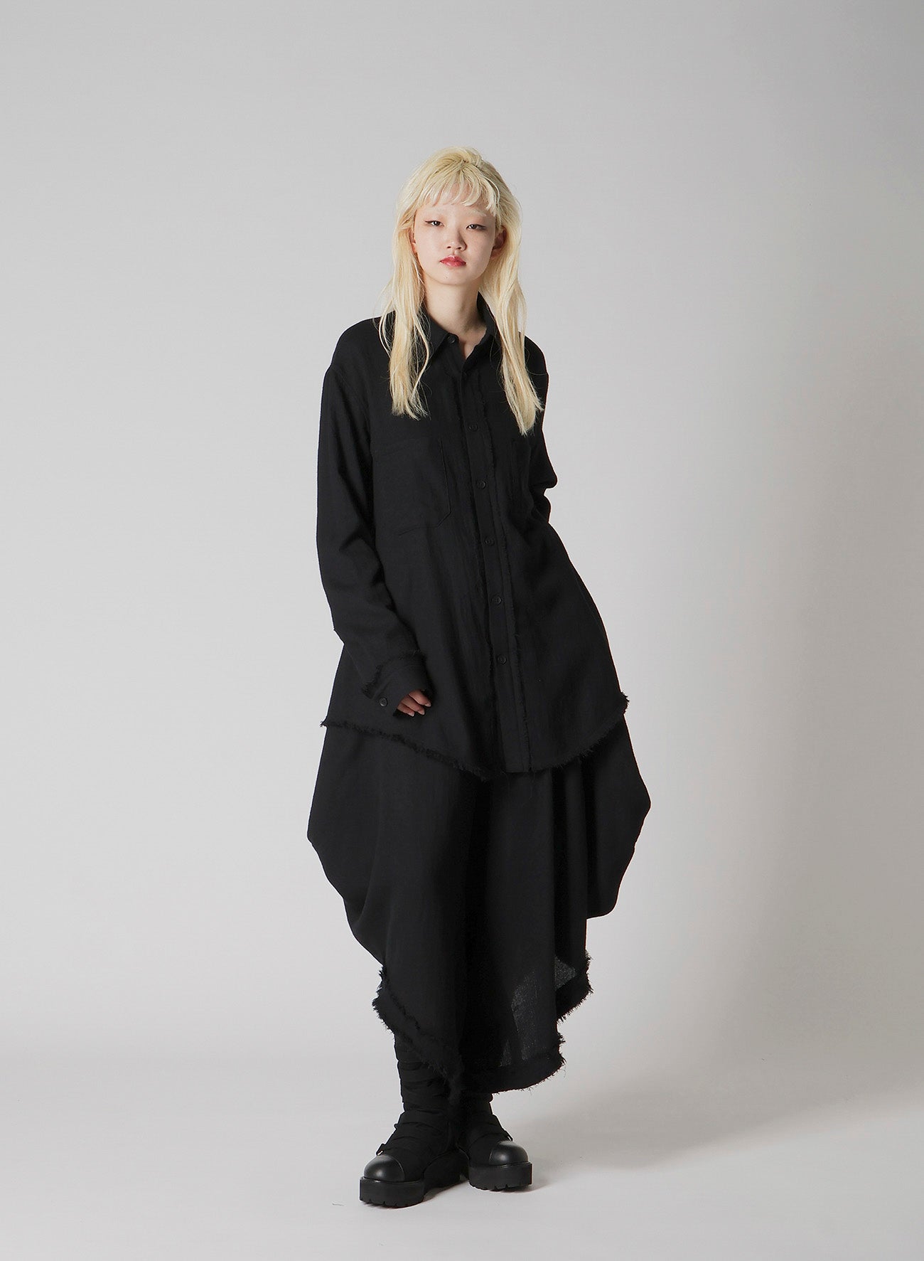 WOOL VIYELLA HEM PUFF SHIRT