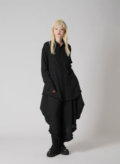 WOOL VIYELLA HEM PUFF SHIRT