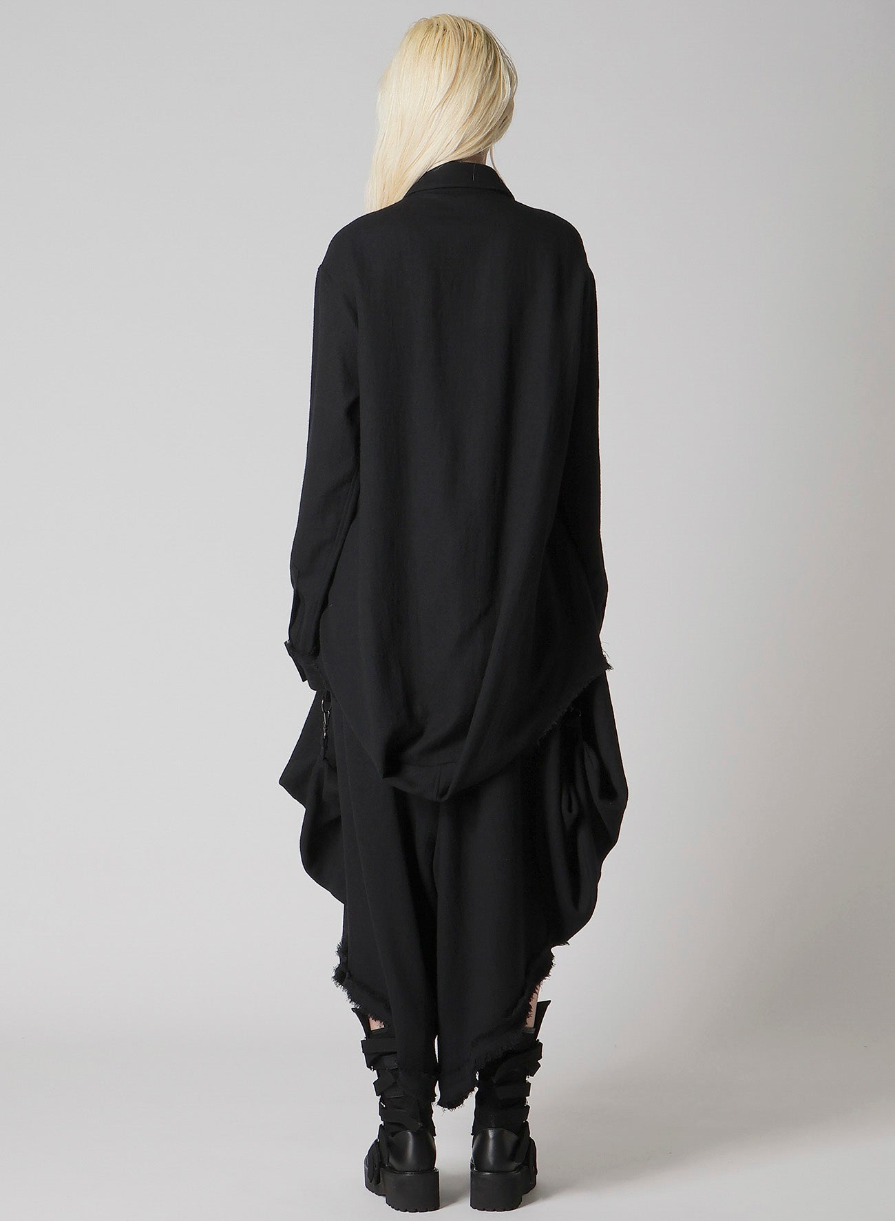 WOOL VIYELLA HEM PUFF SHIRT