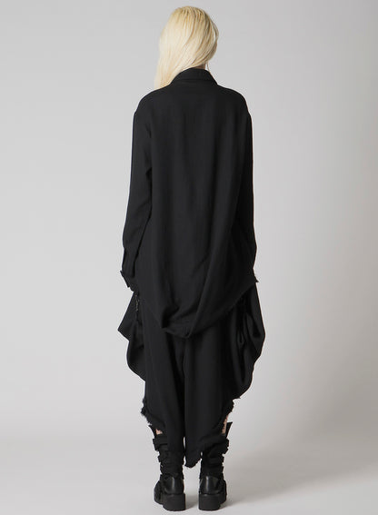 WOOL VIYELLA HEM PUFF SHIRT