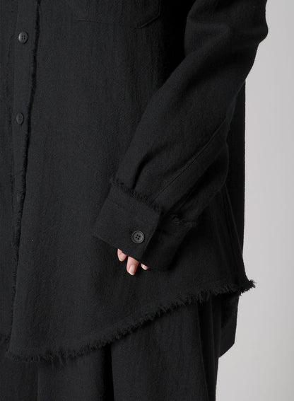 WOOL VIYELLA HEM PUFF SHIRT