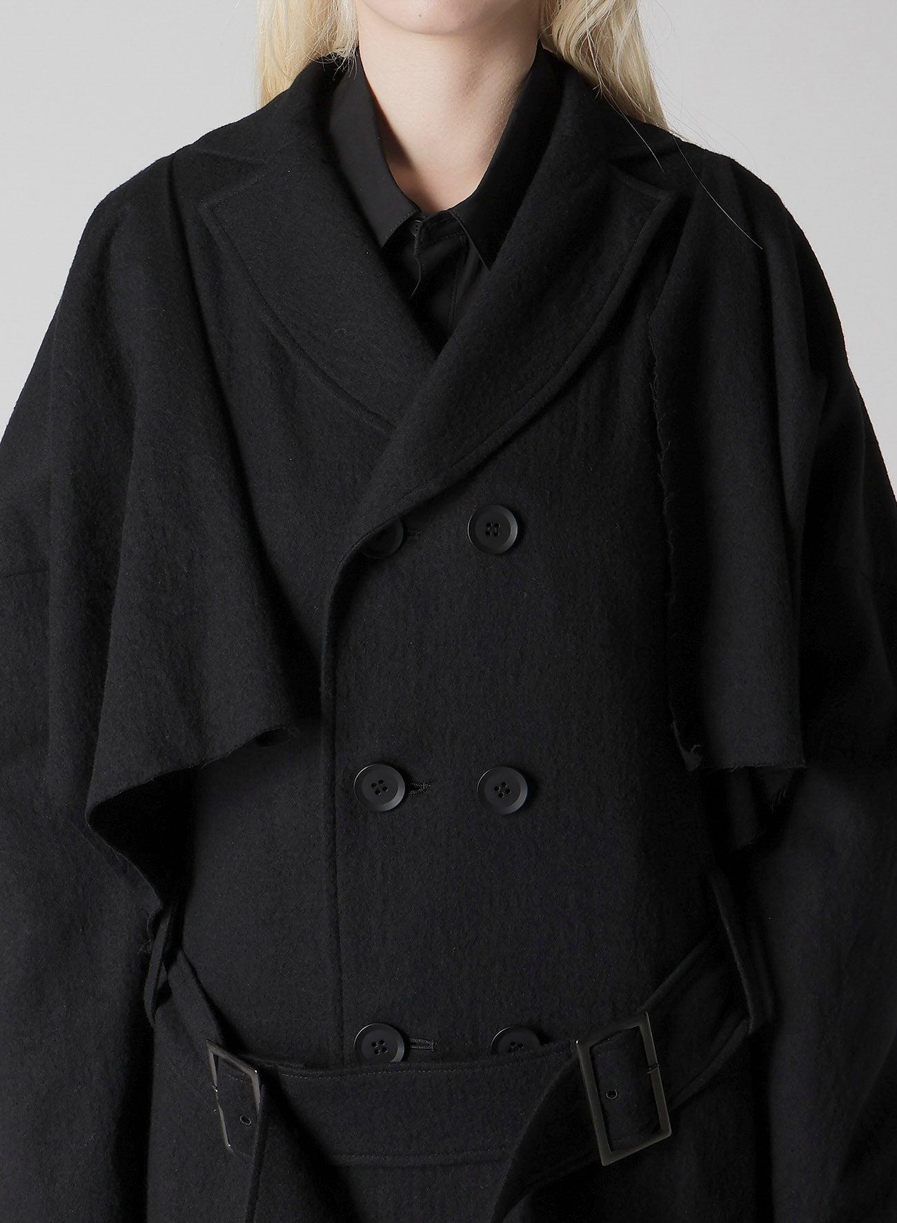 SHRINKED SERGE TRENCH COAT WITH BELT