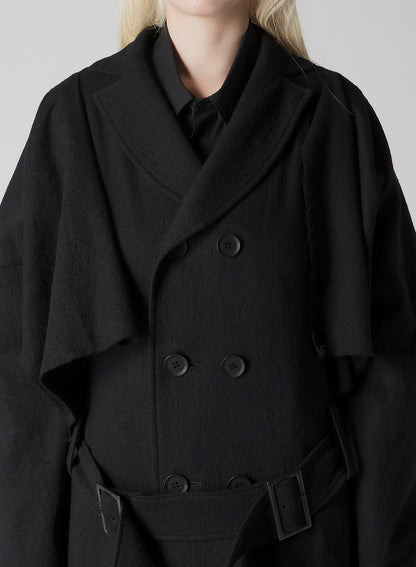SHRINKED SERGE TRENCH COAT WITH BELT