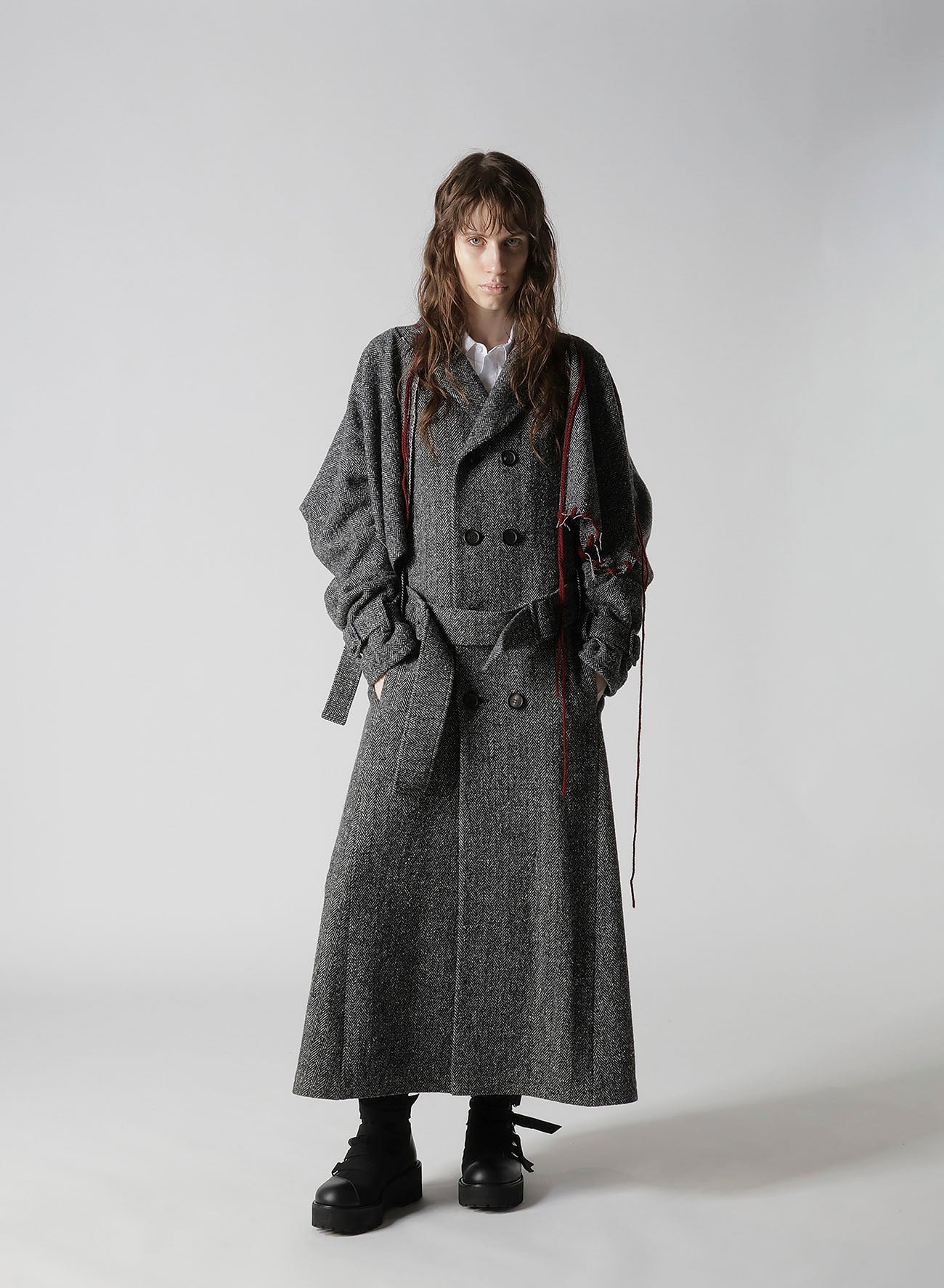 NEP TWEED TRENCH COAT WITH BELT