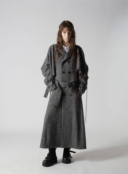 NEP TWEED TRENCH COAT WITH BELT