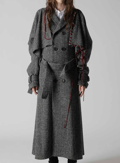 NEP TWEED TRENCH COAT WITH BELT