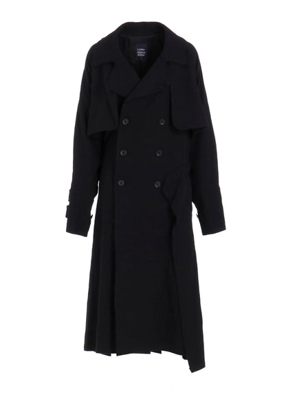 SHRINKED SERGE BACK DRAPE TRENCH COAT
