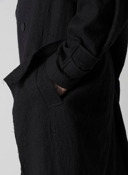 SHRINKED SERGE BACK DRAPE TRENCH COAT
