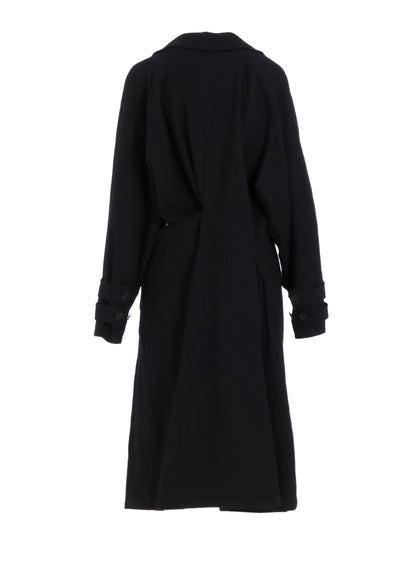 SHRINKED SERGE BACK DRAPE TRENCH COAT