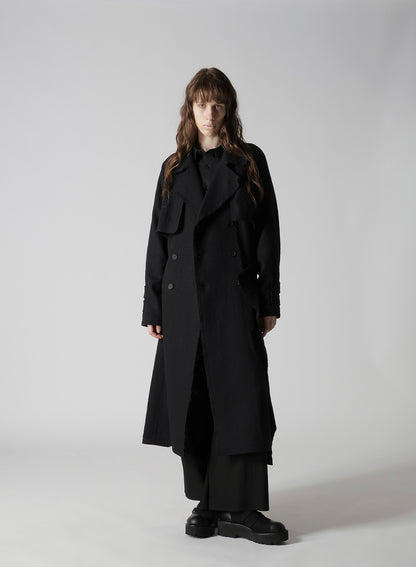 SHRINKED SERGE BACK DRAPE TRENCH COAT