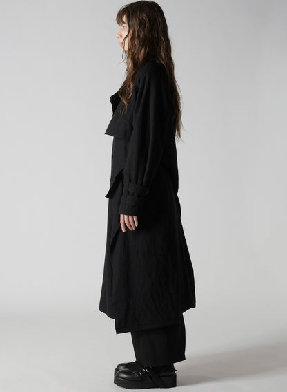 SHRINKED SERGE BACK DRAPE TRENCH COAT
