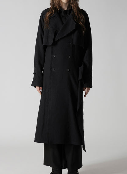 SHRINKED SERGE BACK DRAPE TRENCH COAT