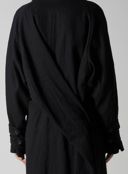 SHRINKED SERGE BACK DRAPE TRENCH COAT