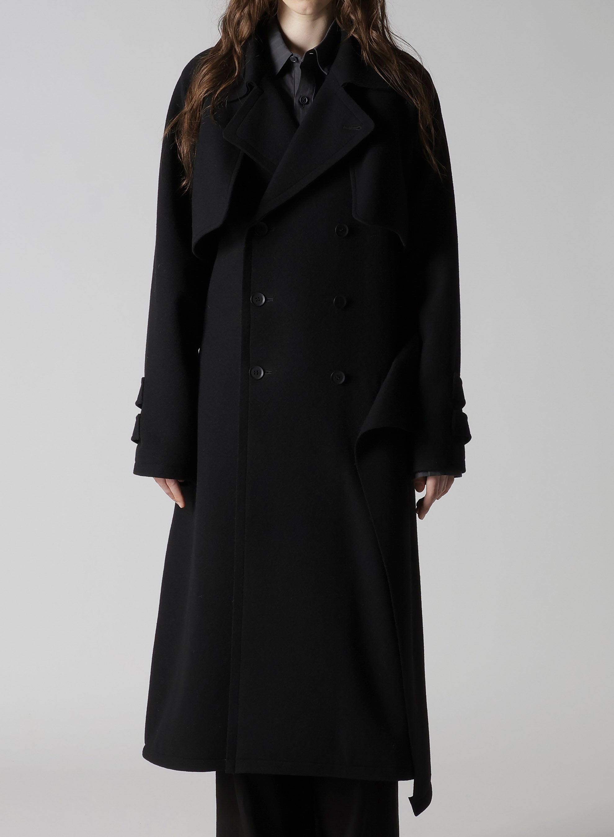 WOOL MOSSER BACK DRAPE TRENCH COAT – THE SHOP YOHJI YAMAMOTO