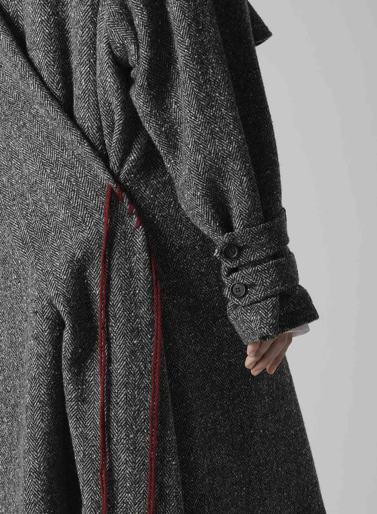 NEP TWEED BACK DRAPE TRENCH COAT