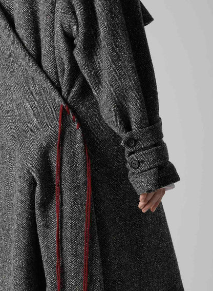 NEP TWEED BACK DRAPE TRENCH COAT