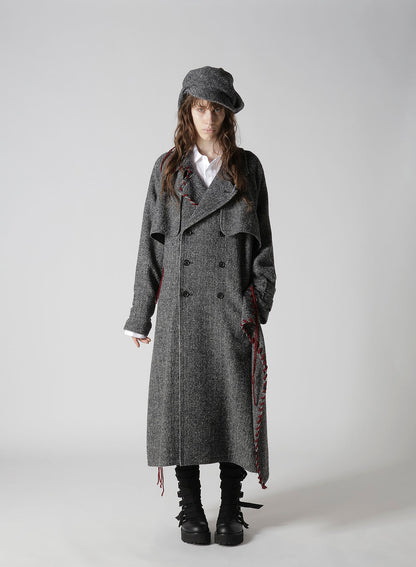 NEP TWEED BACK DRAPE TRENCH COAT