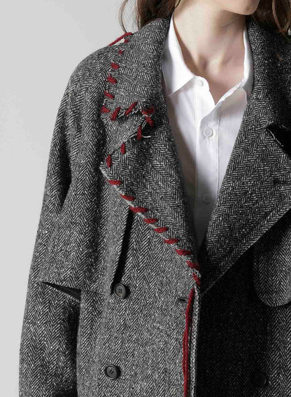 NEP TWEED BACK DRAPE TRENCH COAT