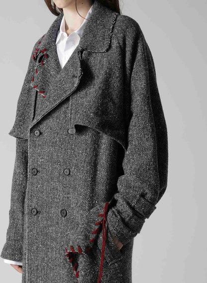 NEP TWEED BACK DRAPE TRENCH COAT