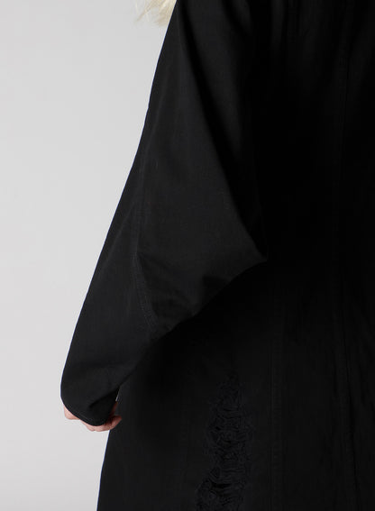 DAMAGED DENIM DESIGNED SLEEVE COAT
